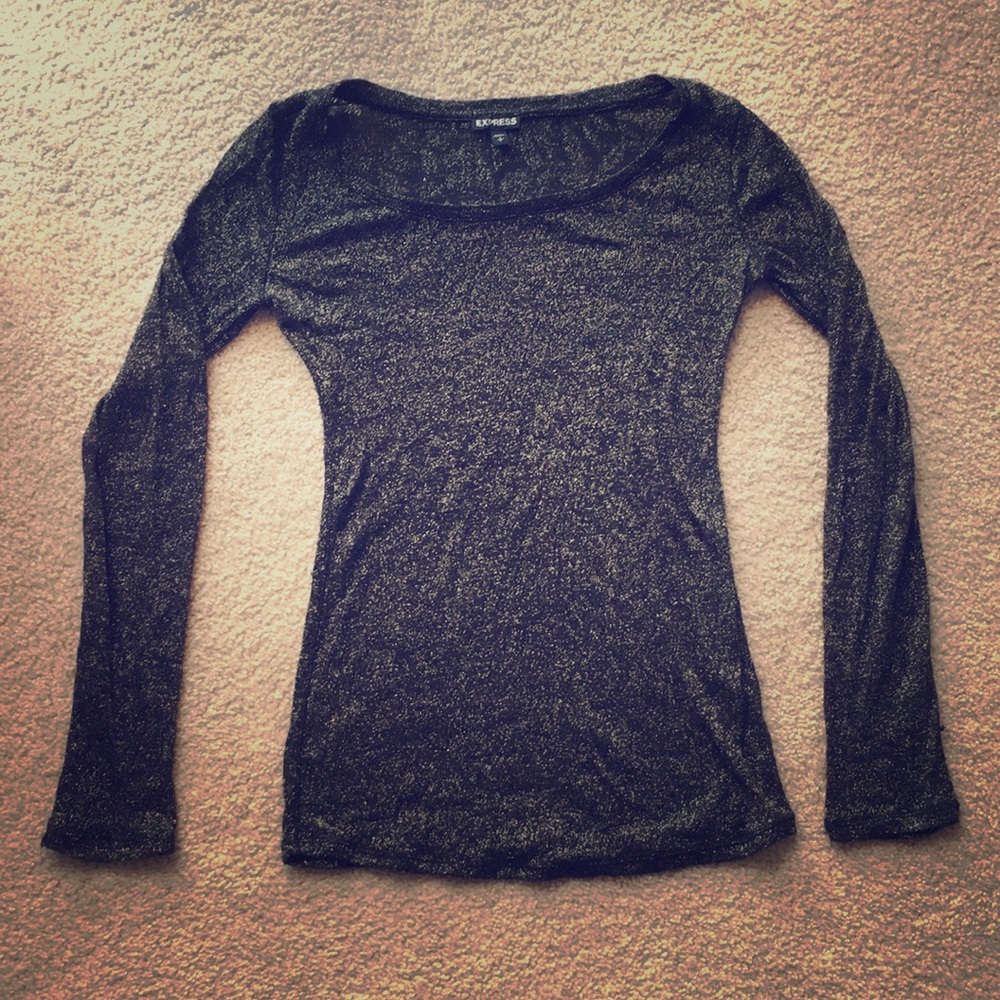 S Express Black and Gold Thin Lace Tee